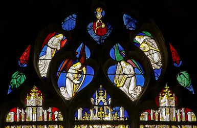 Ventana que representa ángeles musicales, c.1495